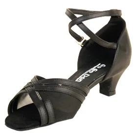 1.3" Harper -- Thick Heel Latin Ballroom Sandal -- Black Hill Walk