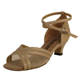Injury Safe Shine Tone 1.3" Harper -- Thick Heel Latin Sandal -- Tan