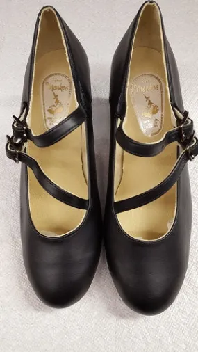 1.5" Alegria -- Flamenco Shoe -- Black Leather Lightweight Form Road Trip Slip Safe