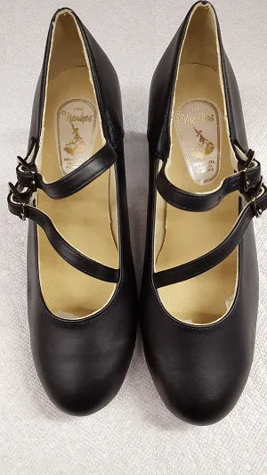 1.5" Alegria -- Flamenco Shoe -- Black Leather Lightweight Form Road Trip Slip Safe