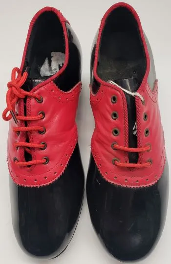 Media Pop Elastic laces 1.5" Ramsey II ?C Men's Latin Ballroom Oxford -- Red Leather/Black Patent