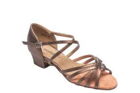 Wide Path 1.5" Skylar -- Block Heel Latin Sandal -- Bronze
