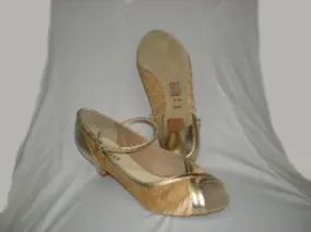Wide Path Hot Day 1.75" Florence -- Open Toe Ballroom Shoe -- Gold/Ivory
