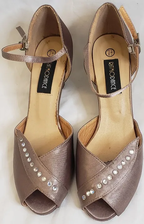 Ergonomic Design Field Power 2.38" Anara - Closed Back/Open Toe Ballroom Shoe - Bronze Satin