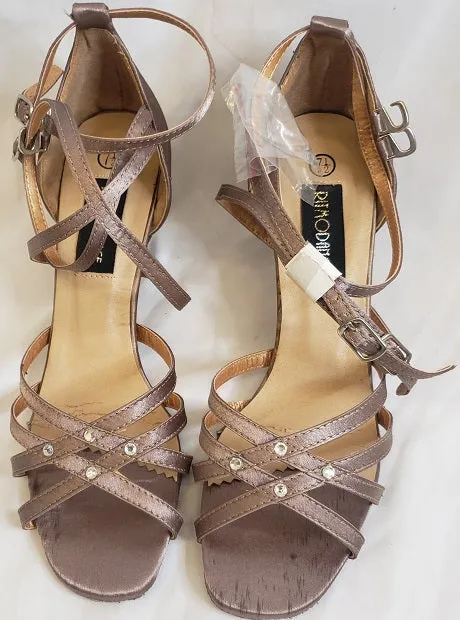 Swift Path 2.38" Sonia -- Flare Heel Latin Sandal -- Bronze Satin