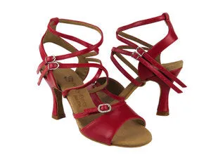 2.5" Christina -- Wide Heel Latin Sandal -- Red Autumn Cool