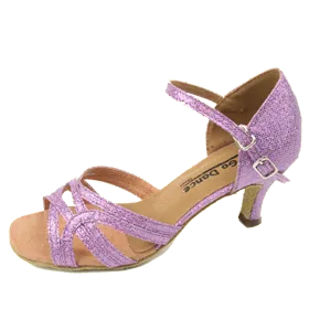 Deep Shade Ergonomic Wellness Seekers 2.5" Gloria -- Flare Heel Latin Sandal -- Lavender Glitter