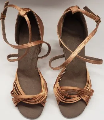 Vital Step 2.5" Jessica II -- Women's Latin Ballroom Sandal -- Tan Satin