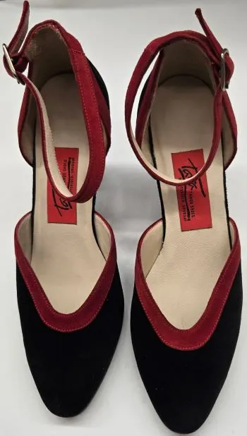 Bone Aid 2.5"  Pavaditas -- Women's Tango Shoe -- Black/Red Suede