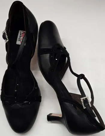2" Samara -- Tango Shoe -- Black Leather/Black Suede Sweat Resistant Frequent Travelers All Day Travel Light