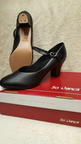 Sweat Resistant Frequent Travelers 2" Thery -- Instep Strap Character Shoe -- Black