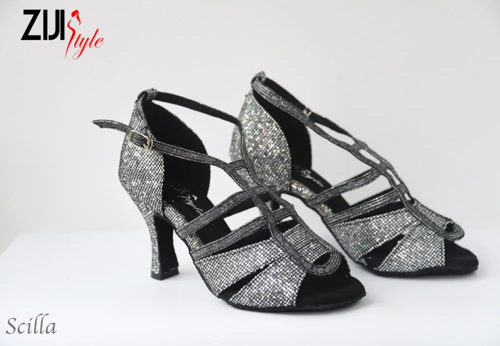 3.25" Scilla -- Women's Latin Sandal -- Grey Irridiscent Smart Look