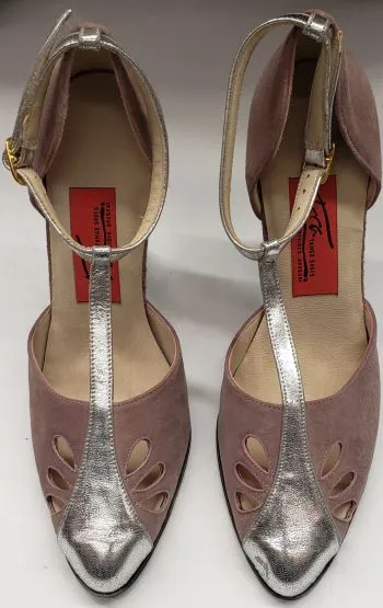 3.5" Gricel -- Women's Tango Shoe -- Mauve Suede/Silver Heel Matte Edge Earth Tone