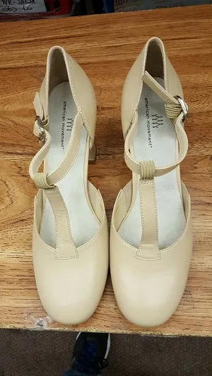 Non Slip Standing Workers 3" Julie -- T-Strap Ballroom Shoe -- Tan