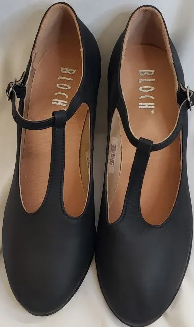 3" Paula -- Women's T-Strap Character Shoe -- Black Beach Vibe Strong Stitching