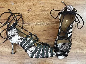 All Day Travel Light 3" Tayla -- Women's Flare Heel Latin Sandal -- Black/White