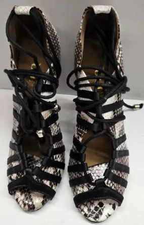 4" Tayla -- Women's Flare Heel Latin Sandal With Street Sole -- Black/White Comfort collar