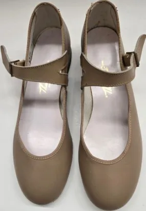 .75" Jeremie -- Flat Heel Ballroom Shoe -- Tan Gloss Finish Soft Land