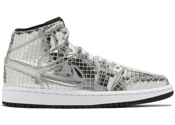 Jordan 1 Mid SE Disco Metallic Silver (W) Queen Fit Reinforced toe