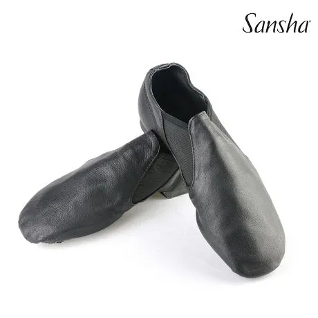 Daniel -- Leather Split Sole Jazz Shoe Slip-on, Suede Sole -- Black Dynamic Edge Comfort Walk