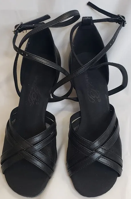 2.5" Strappy -- Flare Heel Latin Sandal -- Black Grace Walk