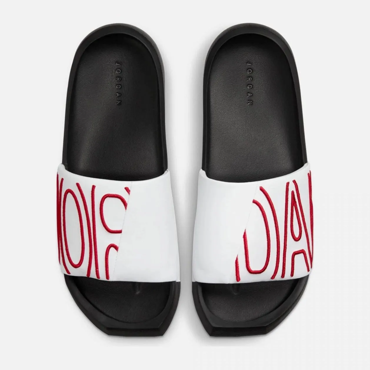 Air Jordan Nola Slides White Gym Red Strong Stitching