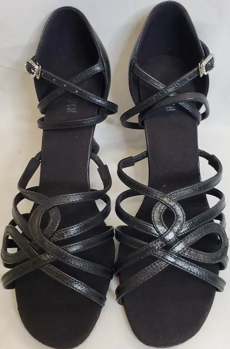 2.5" Brenda -- Flare Heel Latin Sandal -- Black Light Core Soft Interior
