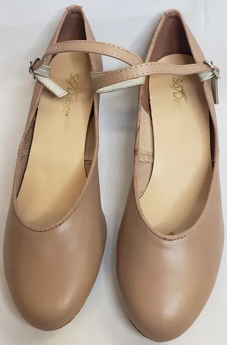 Match Fit Durable Fabric 1.25" Meredith -- Mary Jane Ballroom Shoe -- Caramel
