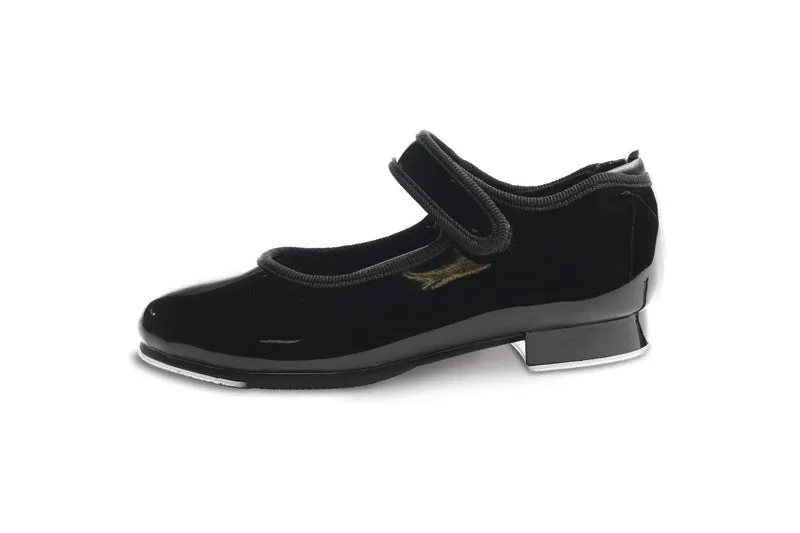 Island Step Abbas -- Girl's Velcro Tap Shoe -- Black Patent
