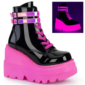 SHAKER-52 Black Patent -UV Neon Pink Wool Warm Easy Flow