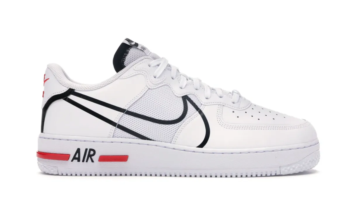 Enhanced grip Autumn Cool Nike Air Force 1 React White Black Red (GS)