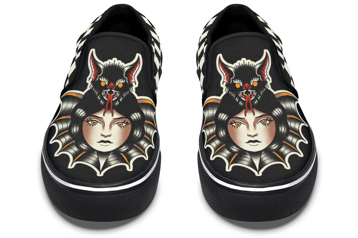 Green Core Bat Lady Slip On Shoes