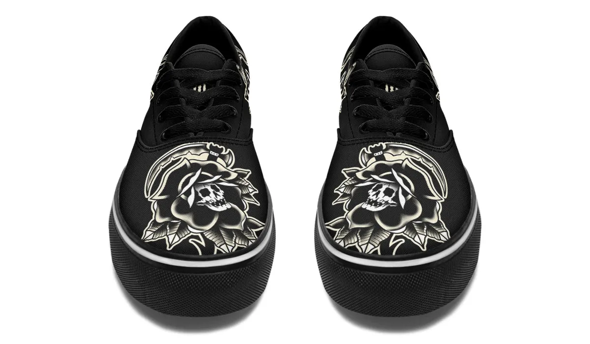 Comfort Run Black Rose Scythe Skull Classic Shoes