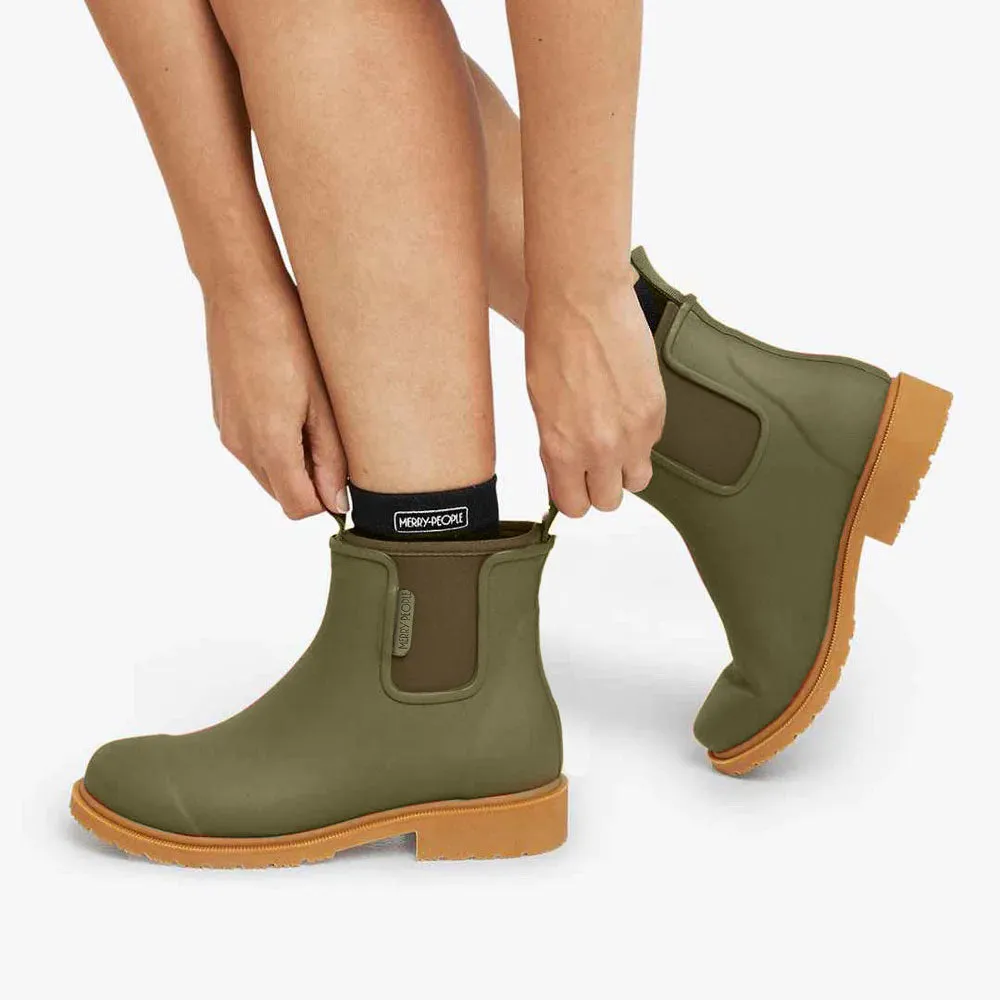 Cushioned Step Snowy Path Bobbi Rain Boot in Khaki Green from Merry People