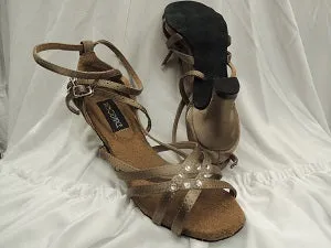2.38" Brandy -- Flare Heel Latin Sandal -- Bronze Satin Breathable City Adventure