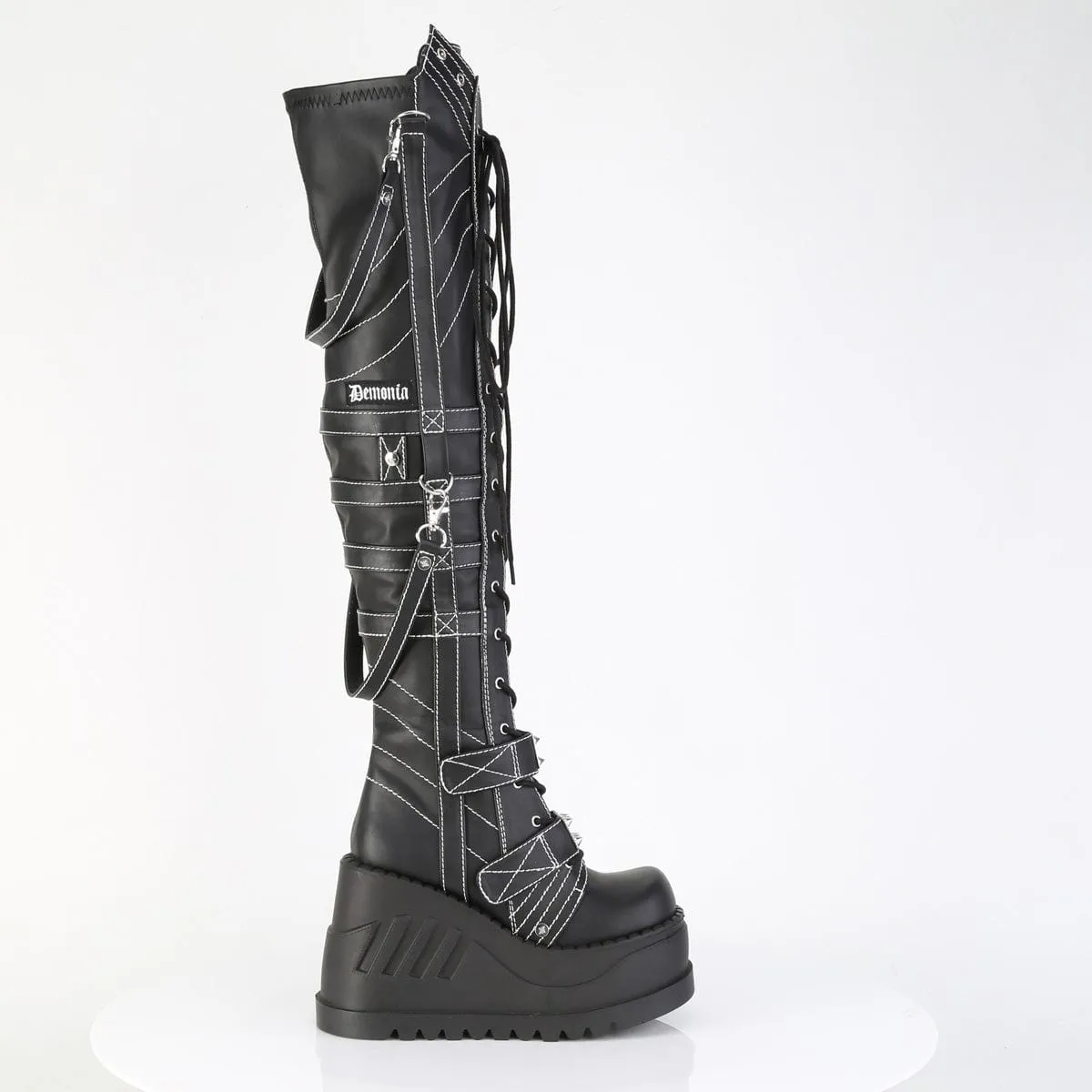 Fresh Tone Quick Flow STOMP-310 Black Vegan Leather Over-the-Knee Boots