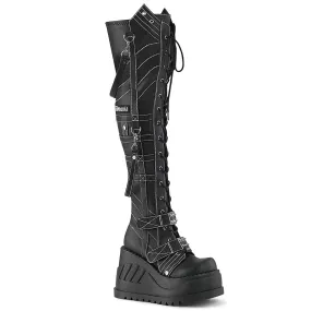 STOMP-310 Black Vegan Leather Over-the-Knee Boots Cold Safe Swift Glide