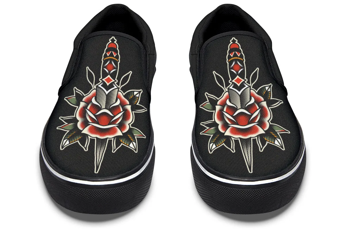 High Quality Dagger Rose Slip On Shoes