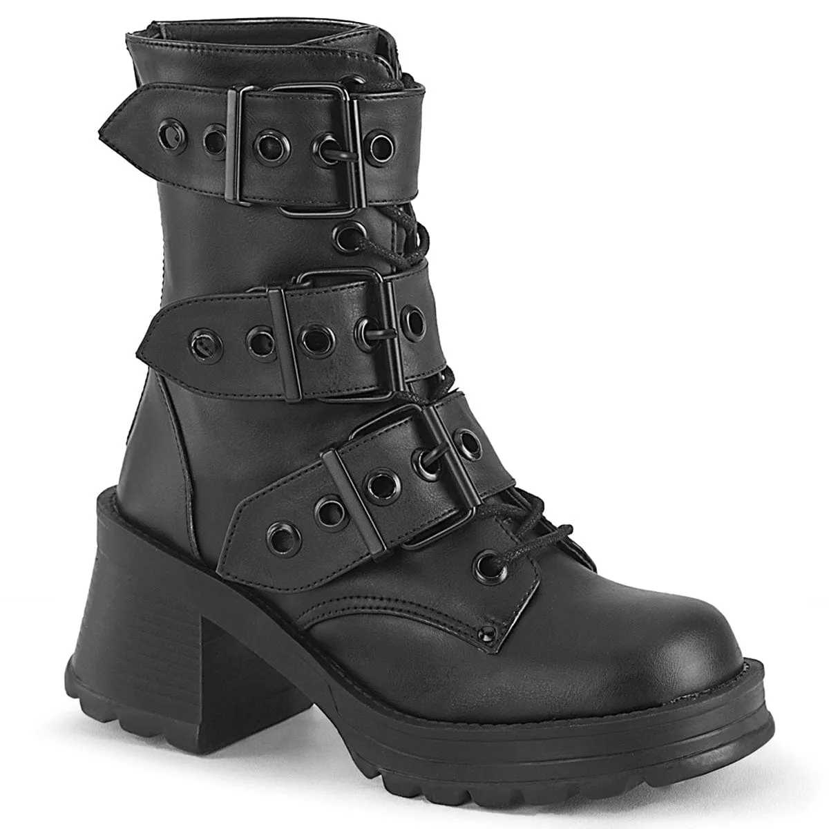 BRATTY-118 Black Vegan Leather Moist Guard