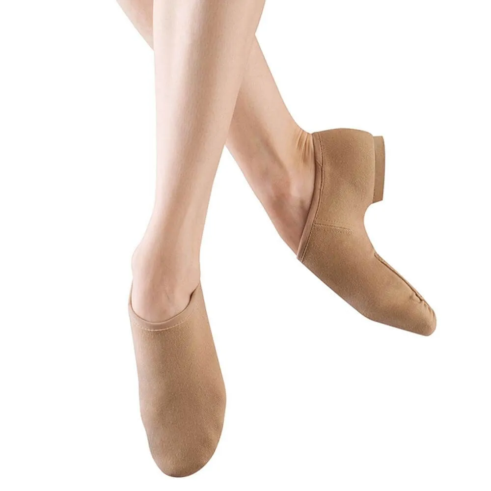 Dorothy -- Women's Stretch Canvas Split Sole Jazz Slip-On -- Tan Stone Grip Everywhere Fit