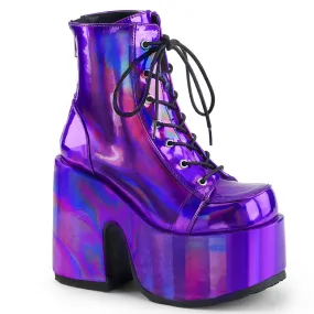 School Style CAMEL-203 Purple Hologram Ankle Boots