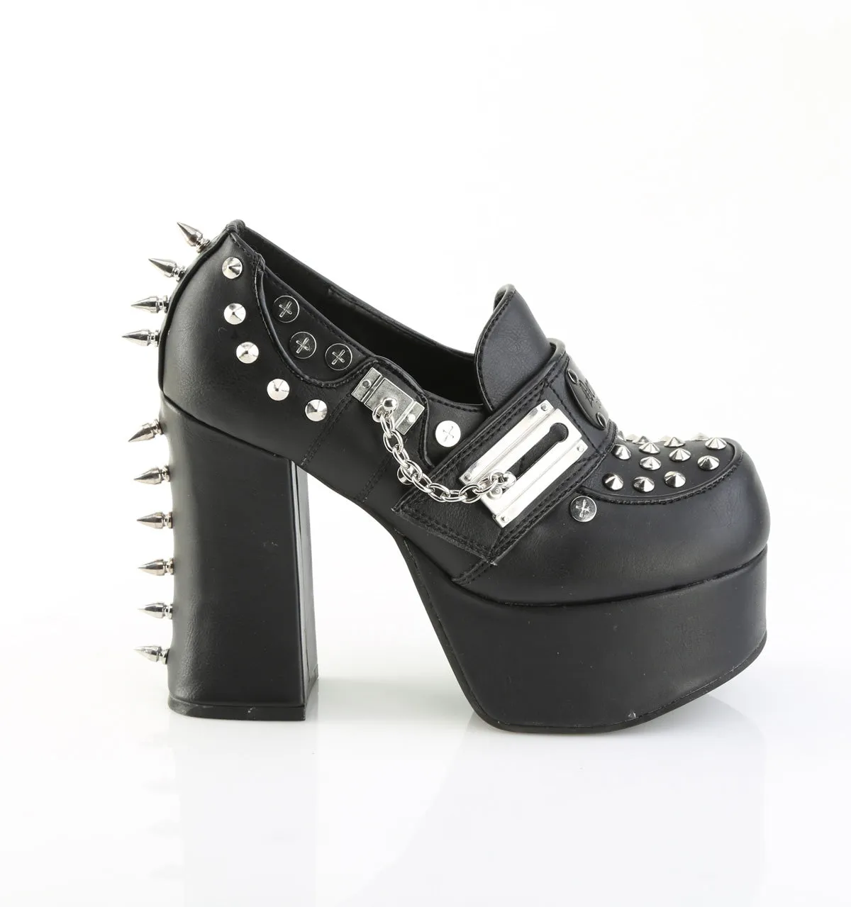 CHARADE-32 Black Vegan Leather Platform Shoes Deep Shade