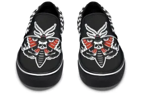 Checkered Death Moth Slip On Shoes Spring Bloom Skin Soft