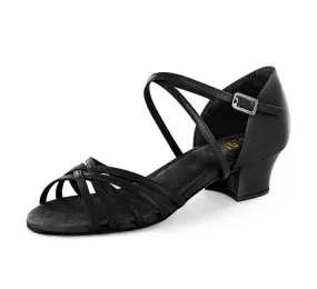 1.5" Annabella -- Women's Block Heel Latin Sandal -- Black Slip Resistant Modern Commuters