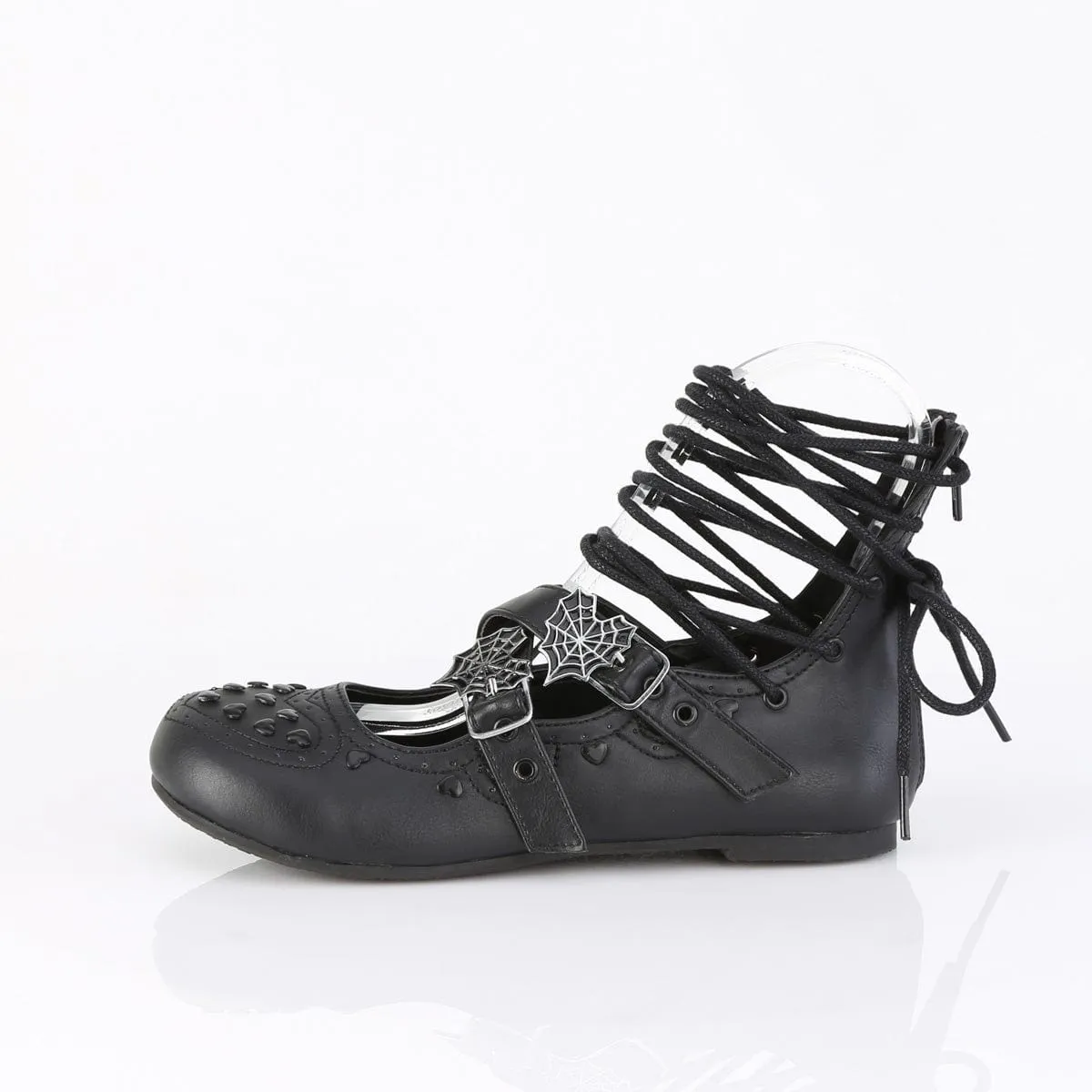 Rubber Outsole Flexibility Feature DAISY-11 Black Vegan Leather Flats
