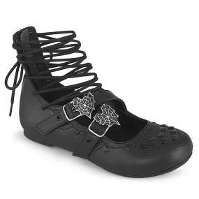 Red Glow DAISY-11 Black Vegan Leather Flats