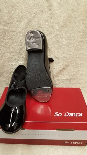 Kylie-- Children's Economy Tap Oxford -- Black Patent Shock absorption