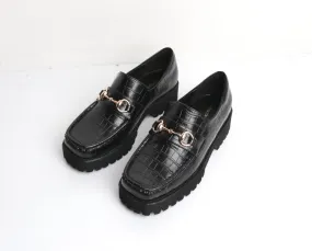 Elegant HK-2 Loafer in Black Croc from Intentionally Blank