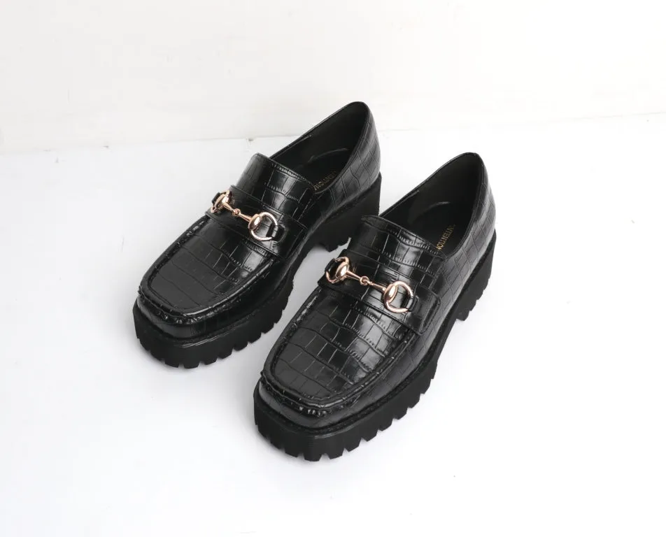 Elegant HK-2 Loafer in Black Croc from Intentionally Blank