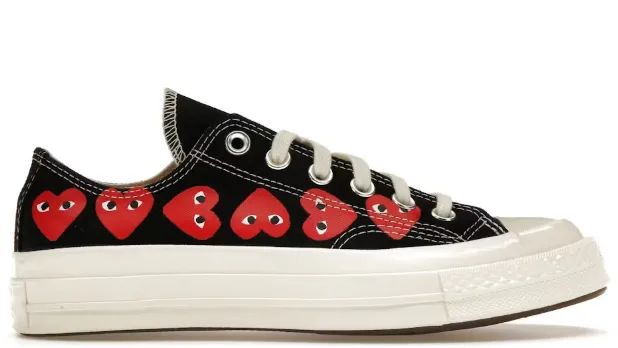 Converse Chuck Taylor All Star 70 Ox Comme des Garcons Play Multi-Heart Black Red Shine Bright Italian Glam